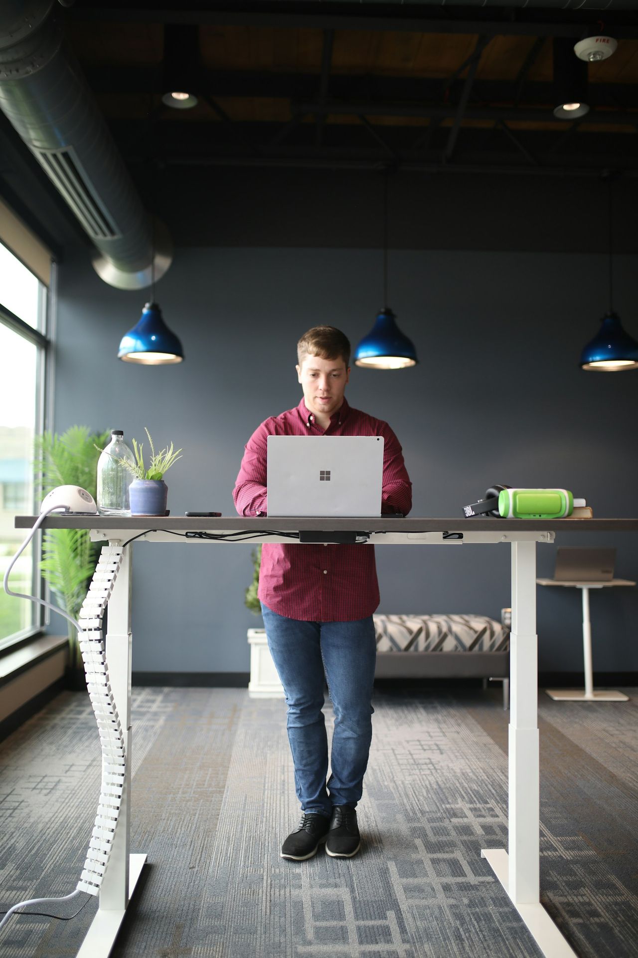 Man using standing desk